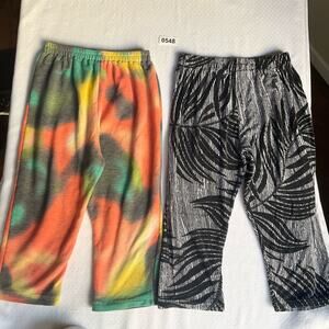 Set of 2 Pijamas pants size 5T, Tie Dyed & Floral, Orange & Gray, not so thick